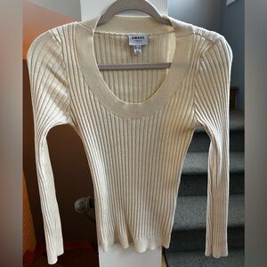 Cream Ribbed Women's Sweater